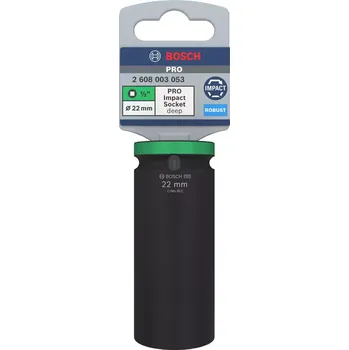Prodloužená nástrčná hlavice Bosch PRO IMPACT SOCKET - 22mm, 1/2", čtyřhranné upínání, Cr-Mo ocel (2608003053)