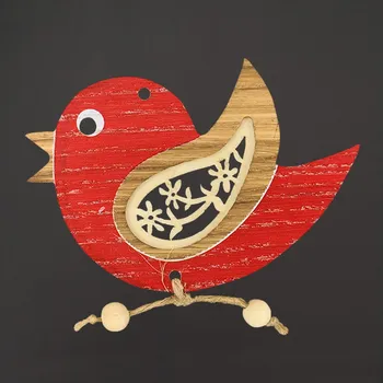 AMADEA Dřevěná dekorace barevný ptáček, masivní dřevo, 10 cm, český výrobek