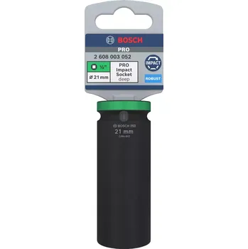 Prodloužená nástrčná hlavice Bosch PRO IMPACT SOCKET - 21mm, 1/2", čtyřhranné upínání, Cr-Mo ocel (2608003052)
