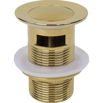 Instalatérský materiál Mexen uzavíratelná umyvadlová výpusť kulatý, ClickClack, malá zátka, s přepadem, Zlatá, 79925-50