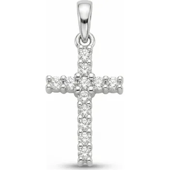 Přívěsek ŠPERKY-NM, Zlatý přívěsek křížek s brilianty 585/1000 1823 Barva zlata: bílá
