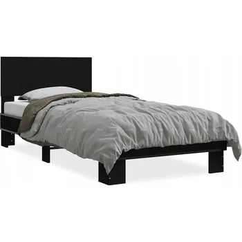 Postel Rám postele černý 194,5 x 78 x 81 cm s čelem, dřevotříska