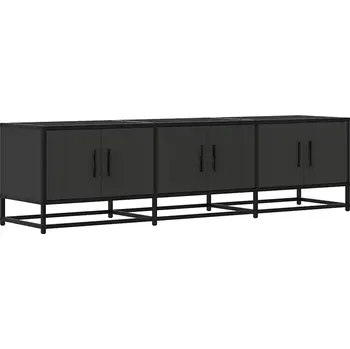 Televizní stolek Černá TV skříňka 150 x 35 x 41 cm, kovový rám, dřevotříska