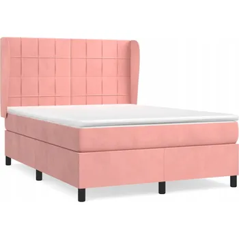 Postel Kontinentální postel růžová s matrací 140x190 cm, sametová
