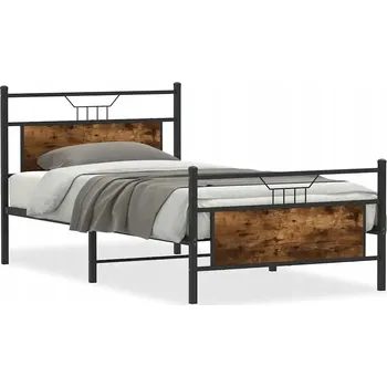 Postel Rám postele s čelem 207 x 105,5 x 91,5 cm, kouřový dub