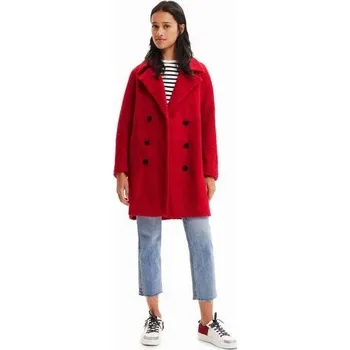 Dámský kabát Desigual dámský kabát červený klasický bez kapuce velikost XL