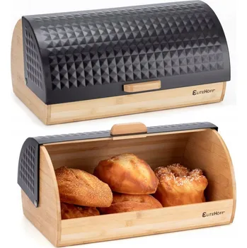 chlebník FUNKČNÍ CHLEBNÍK NÁDOBA NA PEČIVO BAMBUSOVÁ ČERNÁ ELITEHOFF 6065