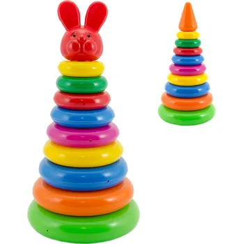 Hračka pro nejmenší _Ostatní 1_ Pyramida s kroužky navlékací baby věžička barevná 2 druhy plast 56770012