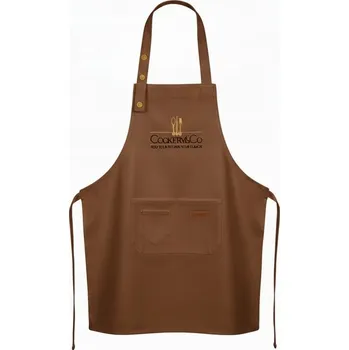 Kuchyňská zástěra KUCHYŇSKÁ ZÁSTĚRA 100% BAVLNA CANVAS DLOUHÁ NASTAVITELNÁ TMAVĚ HNĚDÁ