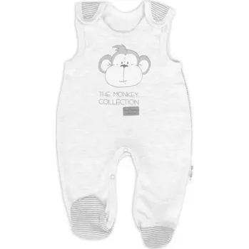 Dětská móda Baby Nellys Kojenecké bavlněné dupačky Monkey - sv. šedý melírek, vel.56
