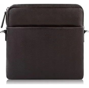 Kabelka Paolo Peruzzi taška na dokumenty z pravé kůže, bez vzoru