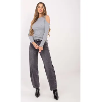 Světle šedé dámské tričko s průstřihy na ramenou RV-BZ-5099-1.07-gray Velikost: L/XL