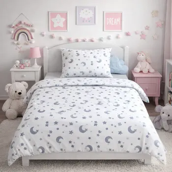 Povlečení Dětské bavlněné povlečení, jednolůžko - Hvězdičky a měsíc
