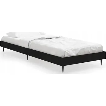 Postel Rám postele černý 193 x 78 x 20 cm s kovovými nožkami a překližkovými lištami