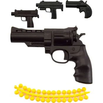 Dětská zbraň _Ostatní 1_ Pistole dětská 11cm na měkké kuličky set se soft náboji v krabici 4 druhy 00311306