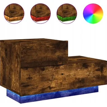 Noční stolek Noční stolek s RGB LED osvětlením, kouřový dub, 70 x 36 x 40,5 cm