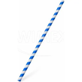Jednorázové nádobí Slámka papírová JUMBO modrá spirála 25 cm, Ø 8 mm [100 ks]