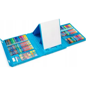 Obraz UMĚLECKÁ SADA 208 dílů PRO DĚTI KUFŘÍK XXL MALOVÁNÍ KRESLENÍ 3+ MODRÁ