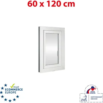 Okno Plastové okno 60x120 cm (600x1200mm) otevíravé i sklopné pravé bílé Trocal