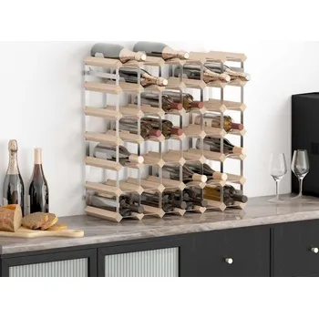 vidaXL Stojan na víno na 42 lahví masivní borové dřevo [340893] Barva: Béžová