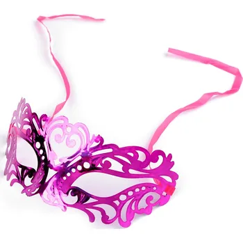 Karnevalová maska Karnevalová maska - škraboška metalická, malé, 4 fialovorůž ost.