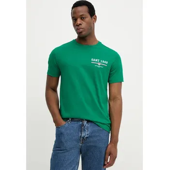 Pánské tričko Bavlněné tričko Gant 2067044 zelená 77X, vel. XL