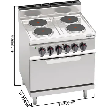Sporák G.Gastro Elektrický sporák 4x plotýnka (10,4 kW) + elektrická statická trouba (7,5 kW)