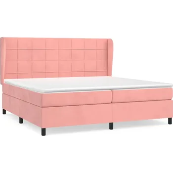 Postel Kontinentální postel růžová 203 x 203 x 118/128 cm s matracemi 100 x 200 cm