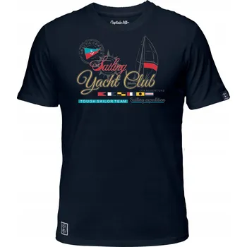 Pánské oblečení Pánské tmavě modré bavlněné Tričko s potiskem , tričko Captain Mike rL