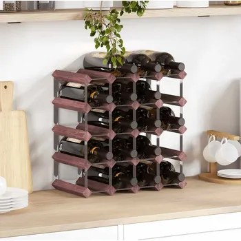 vidaXL Stojan na víno na 20 lahví masivní borové dřevo [282469] Barva: Hnědá