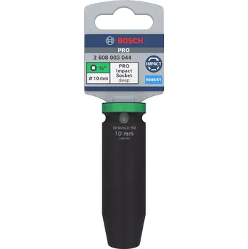 Prodloužená nástrčná hlavice Bosch PRO IMPACT SOCKET - 10mm, 1/2", čtyřhranné upínání, Cr-Mo ocel (2608003044)