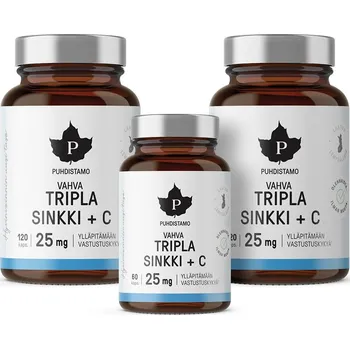 Puhdistamo Triple Zinc 25mg + Vitamin C 2 x 120 kapslí + 60 kapslí ZDARMA Varianta: Triple Zinc 25mg + Vitamin C 2 x 120 kapslí + 60 kapslí ZDARMA