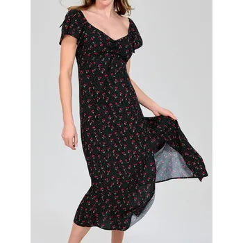 Dámské oblečení Sinsay - Midi šaty s&nbsp;rozparkem - černá - 504DA-99X - 504DA-99X-S