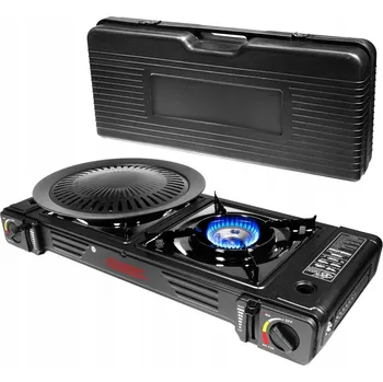 Zahradní gril Turistický vařič s grilem STILHOFF 2 hořáky černý + grilovací plotna 1