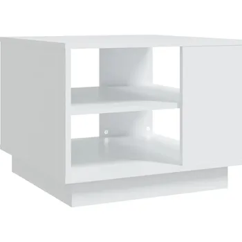 Konferenční stolek Moderní bílý konferenční stolek 55 x 55 x 43 cm s poličkami
