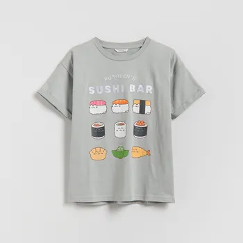 Dětská móda Reserved - Tričko Pusheen - světle šedá - 041HU-09X - 041HU-09X-164