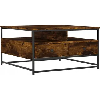 Konferenční stolek Konferenční stolek kouřový dub 80 x 80 x 45 cm s kovovým rámem