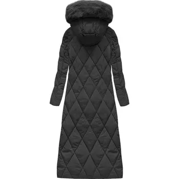 Dámská bunda Černá dlouhá dámská zimní bunda s kapucí (7688BIG) odstíny černé 50