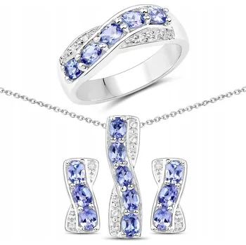 Náušnice STŘÍBRNÉ NÁUŠNICE PŘÍVĚSEK PRSTÝNEK TANZANIT