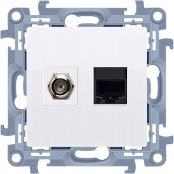 Elektrická zásuvka Simon 10 anténní zásuvka + počítačová CASFRJ455.01/11 bílá