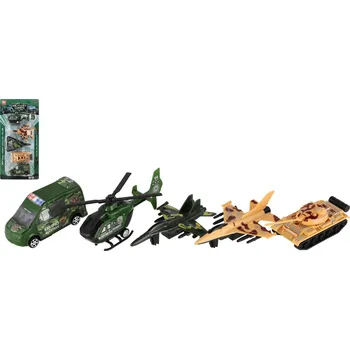 Hračka Wiky Vojenská sada dopravní prostředky 5ks plast 11-16cm na kartě