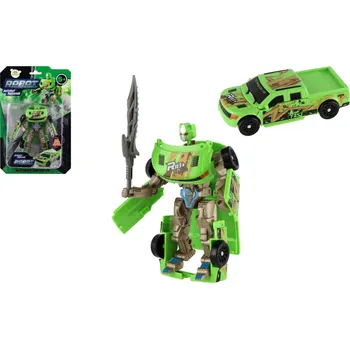 Hračka Teddies Transformer auto/robot plast 14cm zelený na kartě 17x26x6cm