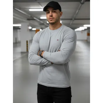 Pánská móda Světle šedé tričko s dlouhým rukávem LX0539 Velikost: 3XL