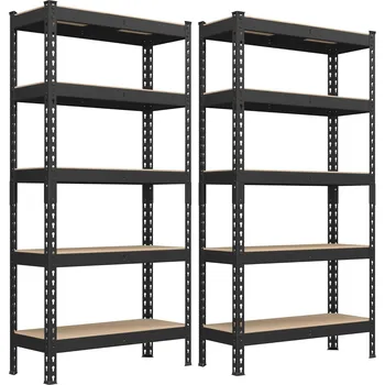 regál Sada 2 ks dílenských regálů Paraf 75x150 cm černá/hnědá