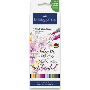 Popisovač Faber-Castell Goldfaber Aqua Dual Marker sada 6 ks, Letter