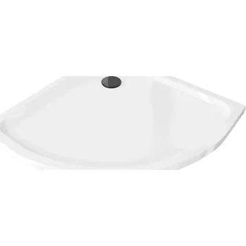 Sprchová vanička Mexen Flat, čtvrtkruhová akrylátová sprchová vanička 100x100x5 cm SLIM, bílá, černý sifon, 41101010B