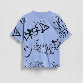 Chlapecké oblečení Reserved - Tričko s potiskem - bleděmodrá - 920HR-05X - 920HR-05X-170