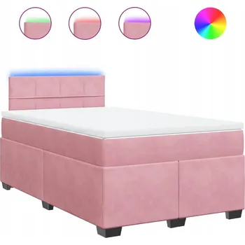 Postel Kontinentální postel růžová s LED, 200 x 120 x 100,5 cm, matrace 120 x 200 x