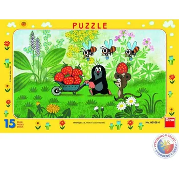 Hračka DINO PUZZLE Krtek a jahody (Krteček) 25x15cm skládačka na desce 15 dílků dn001084