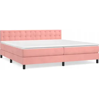 Postel Kontinentální postel růžová 203 x 200 x 78/88 cm s matracemi 100 x 200 x 20 cm